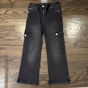 Zara Black Straight Leg Cargo Jeans
